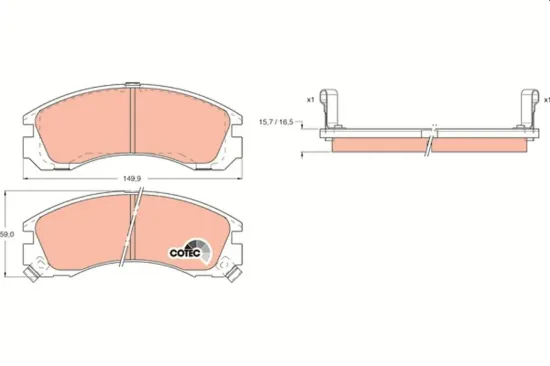 Bremsbelagsatz, Scheibenbremse Vorderachse TRW GDB1126 Bild Bremsbelagsatz, Scheibenbremse Vorderachse TRW GDB1126