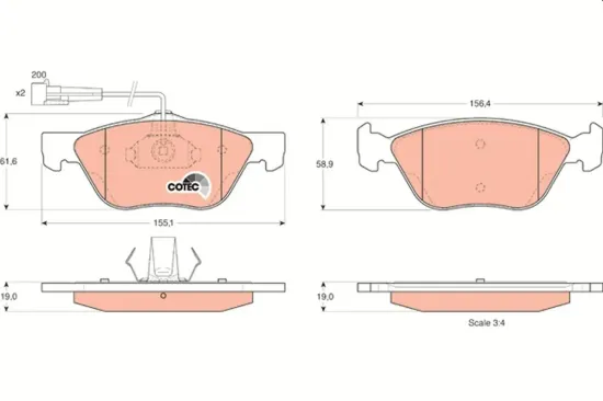 Bremsbelagsatz, Scheibenbremse TRW GDB1212 Bild Bremsbelagsatz, Scheibenbremse TRW GDB1212