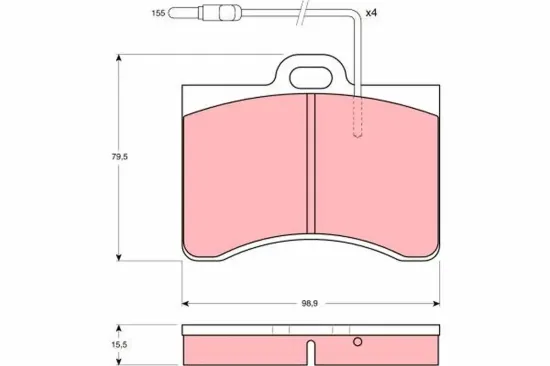 Bremsbelagsatz, Scheibenbremse Vorderachse TRW GDB165 Bild Bremsbelagsatz, Scheibenbremse Vorderachse TRW GDB165