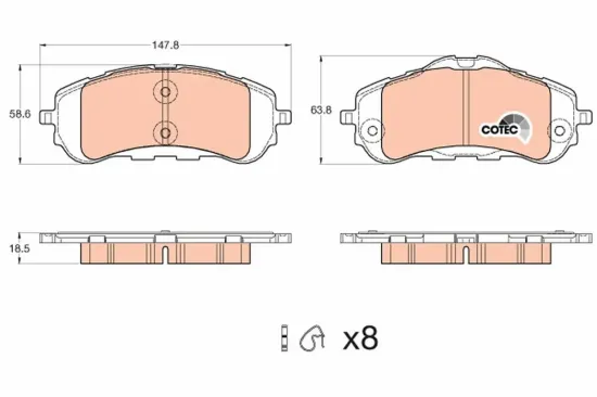 Bremsbelagsatz, Scheibenbremse TRW GDB2044 Bild Bremsbelagsatz, Scheibenbremse TRW GDB2044