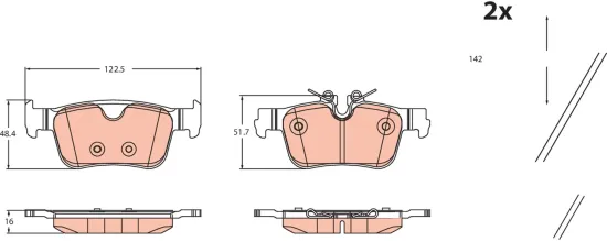 Bremsbelagsatz, Scheibenbremse Hinterachse TRW GDB2499 Bild Bremsbelagsatz, Scheibenbremse Hinterachse TRW GDB2499