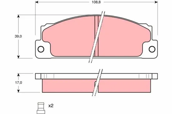 Bremsbelagsatz, Scheibenbremse Vorderachse TRW GDB296 Bild Bremsbelagsatz, Scheibenbremse Vorderachse TRW GDB296