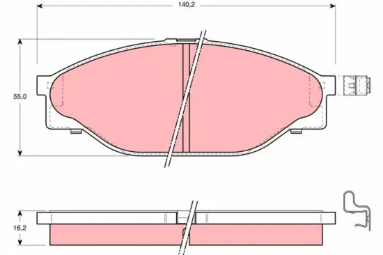 Bremsbelagsatz, Scheibenbremse Vorderachse TRW GDB3109 Bild Bremsbelagsatz, Scheibenbremse Vorderachse TRW GDB3109