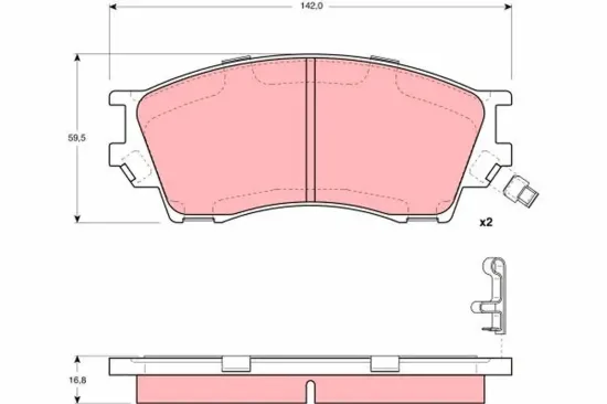 Bremsbelagsatz, Scheibenbremse Vorderachse TRW GDB3230 Bild Bremsbelagsatz, Scheibenbremse Vorderachse TRW GDB3230