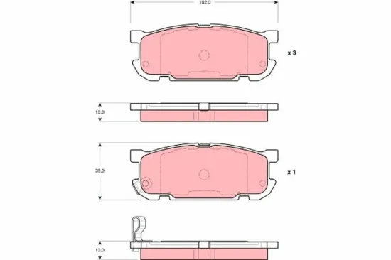 Bremsbelagsatz, Scheibenbremse Hinterachse TRW GDB3303 Bild Bremsbelagsatz, Scheibenbremse Hinterachse TRW GDB3303