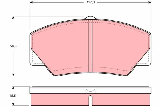 Bremsbelagsatz, Scheibenbremse Vorderachse TRW GDB349 Bild Bremsbelagsatz, Scheibenbremse Vorderachse TRW GDB349