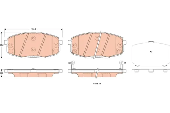 Bremsbelagsatz, Scheibenbremse TRW GDB3523 Bild Bremsbelagsatz, Scheibenbremse TRW GDB3523