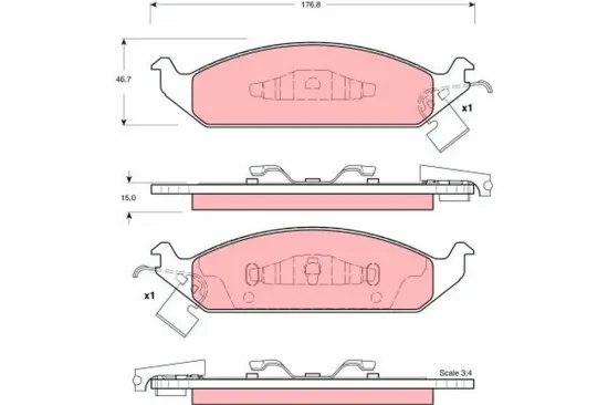 Bremsbelagsatz, Scheibenbremse Vorderachse TRW GDB4016 Bild Bremsbelagsatz, Scheibenbremse Vorderachse TRW GDB4016