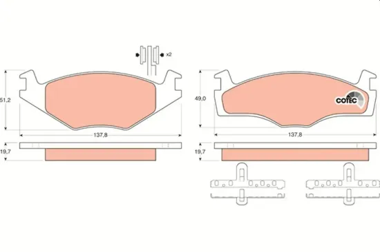 Bremsbelagsatz, Scheibenbremse Vorderachse TRW GDB454 Bild Bremsbelagsatz, Scheibenbremse Vorderachse TRW GDB454