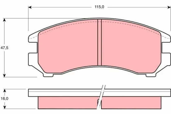 Bremsbelagsatz, Scheibenbremse Vorderachse TRW GDB731 Bild Bremsbelagsatz, Scheibenbremse Vorderachse TRW GDB731