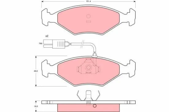 Bremsbelagsatz, Scheibenbremse TRW GDB960 Bild Bremsbelagsatz, Scheibenbremse TRW GDB960