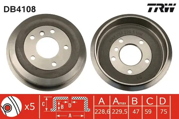 Bremstrommel Hinterachse TRW DB4108