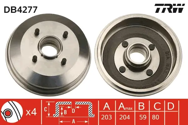 Bremstrommel Hinterachse TRW DB4277