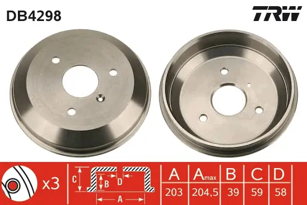 Bremstrommel Hinterachse TRW DB4298