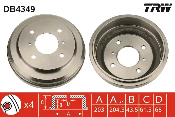 Bremstrommel Hinterachse TRW DB4349