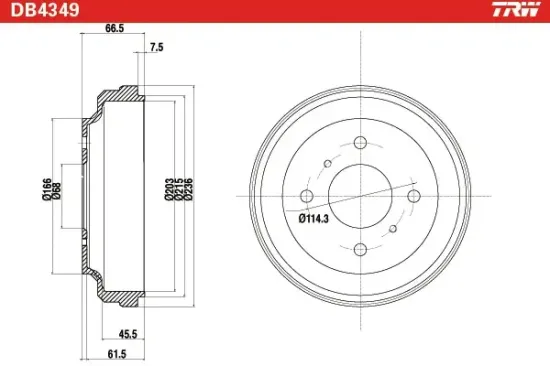 Bremstrommel Hinterachse TRW DB4349 Bild Bremstrommel Hinterachse TRW DB4349