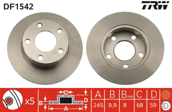 Bremsscheibe Hinterachse TRW DF1542
