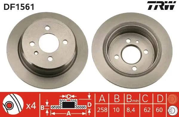 Bremsscheibe Hinterachse TRW DF1561