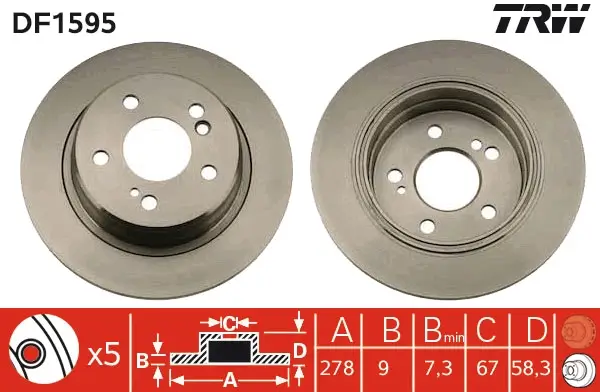 Bremsscheibe Hinterachse TRW DF1595