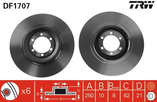 Bremsscheibe Hinterachse TRW DF1707 Bild Bremsscheibe Hinterachse TRW DF1707
