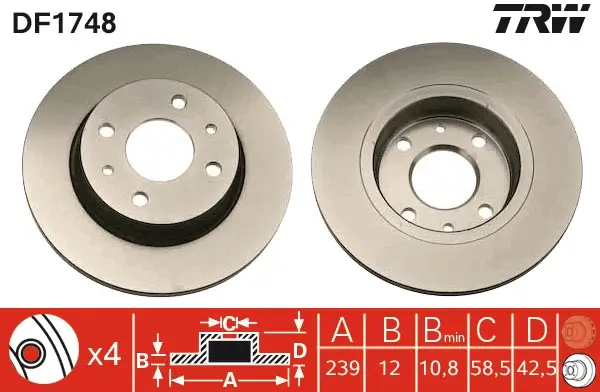 Bremsscheibe Vorderachse TRW DF1748