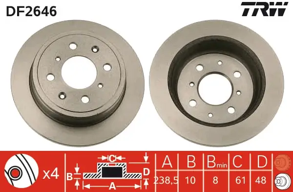 Bremsscheibe Hinterachse TRW DF2646