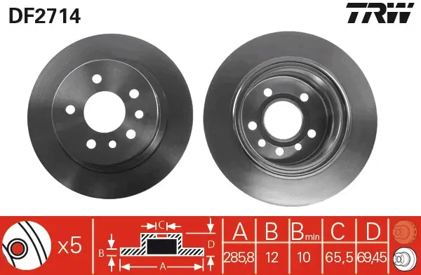 Bremsscheibe Hinterachse TRW DF2714