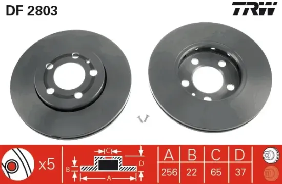 Bremsscheibe Vorderachse TRW DF2803 Bild Bremsscheibe Vorderachse TRW DF2803