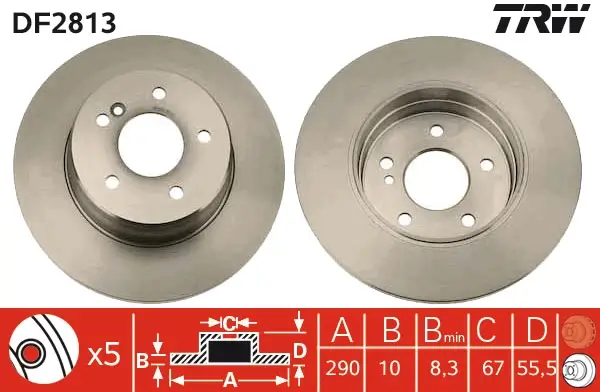Bremsscheibe Hinterachse TRW DF2813
