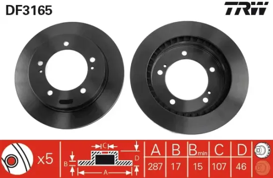 Bremsscheibe Vorderachse TRW DF3165 Bild Bremsscheibe Vorderachse TRW DF3165