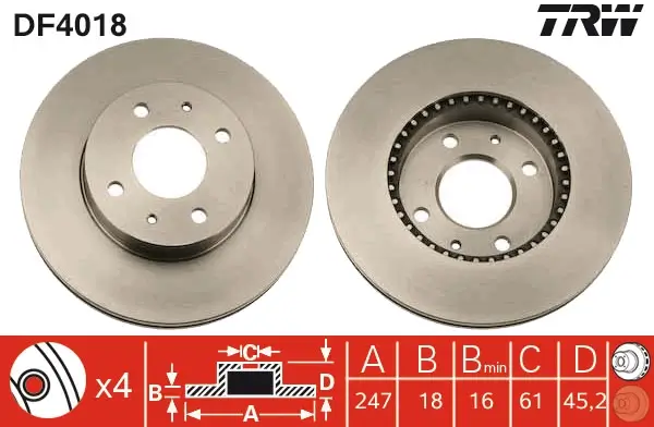 Bremsscheibe Vorderachse TRW DF4018