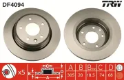 Bremsscheibe Hinterachse TRW DF4094