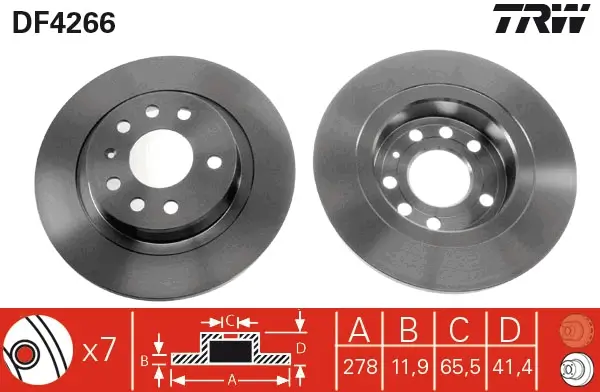 Bremsscheibe Hinterachse TRW DF4266
