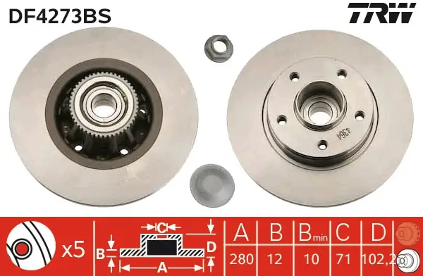 Bremsscheibe Hinterachse TRW DF4273BS