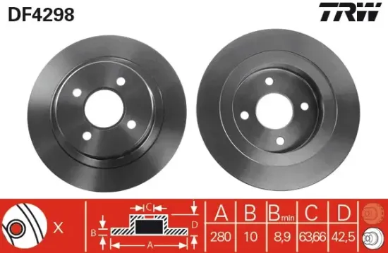 Bremsscheibe Hinterachse TRW DF4298 Bild Bremsscheibe Hinterachse TRW DF4298