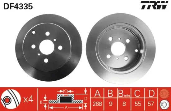 Bremsscheibe Hinterachse TRW DF4335 Bild Bremsscheibe Hinterachse TRW DF4335