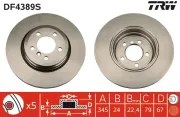 Bremsscheibe Hinterachse TRW DF4389S