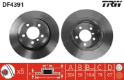 Bremsscheibe Hinterachse TRW DF4391