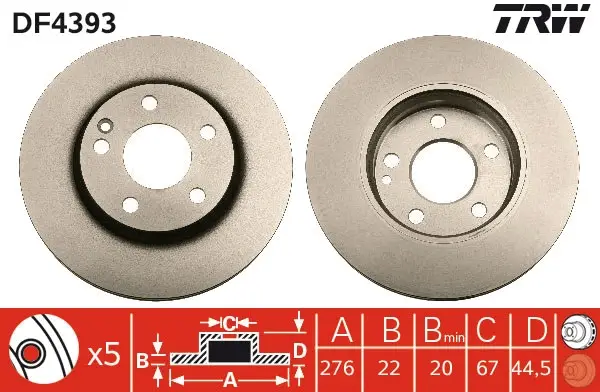 Bremsscheibe Vorderachse TRW DF4393
