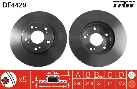 Bremsscheibe Vorderachse TRW DF4429 Bild Bremsscheibe Vorderachse TRW DF4429