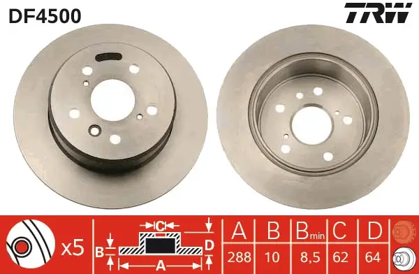 Bremsscheibe Hinterachse TRW DF4500