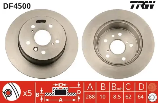 Bremsscheibe Hinterachse TRW DF4500 Bild Bremsscheibe Hinterachse TRW DF4500