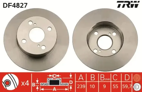 Bremsscheibe Hinterachse TRW DF4827 Bild Bremsscheibe Hinterachse TRW DF4827