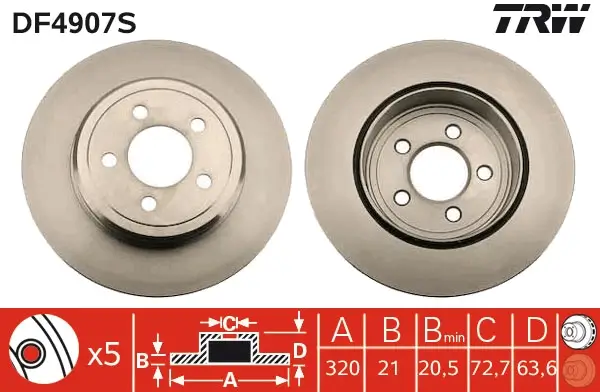 Bremsscheibe Hinterachse TRW DF4907S