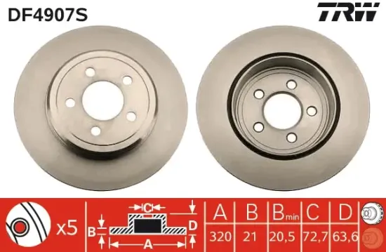 Bremsscheibe Hinterachse TRW DF4907S Bild Bremsscheibe Hinterachse TRW DF4907S
