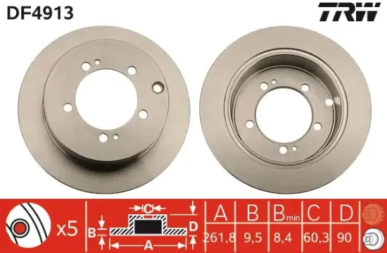 Bremsscheibe Hinterachse TRW DF4913 Bild Bremsscheibe Hinterachse TRW DF4913
