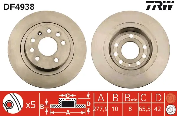 Bremsscheibe Hinterachse TRW DF4938