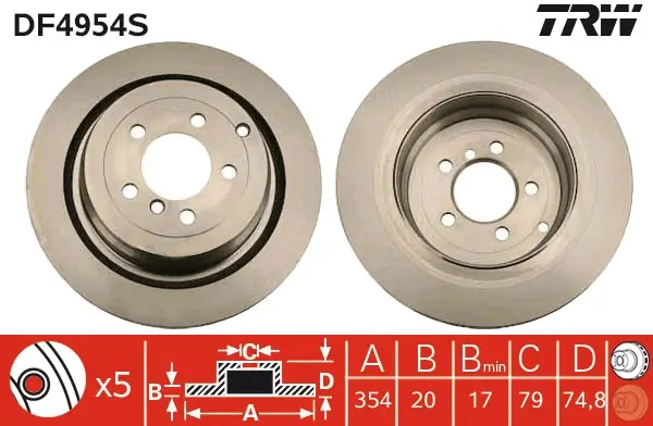 Bremsscheibe Hinterachse TRW DF4954S