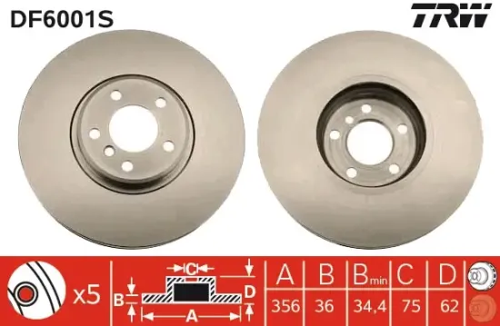 Bremsscheibe Vorderachse TRW DF6001S Bild Bremsscheibe Vorderachse TRW DF6001S