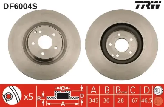 Bremsscheibe Vorderachse TRW DF6004S Bild Bremsscheibe Vorderachse TRW DF6004S